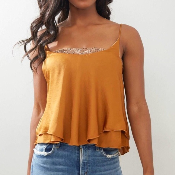 FP Rose-Gold Sparkling Mesh Bandeau with Shimmering Amber Adjustable Camisole - Picture 16 of 16